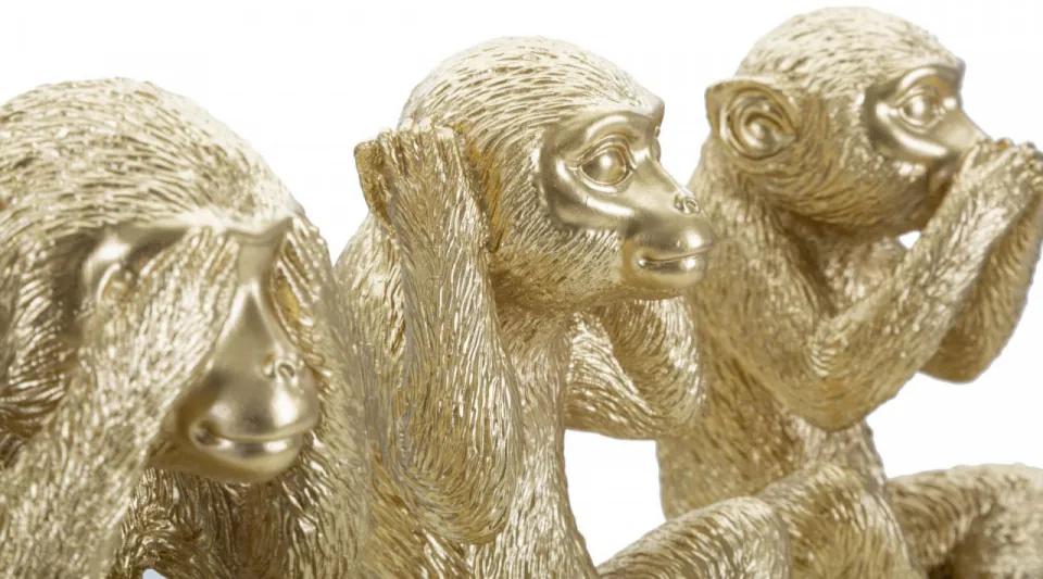 Set 3 statuete aurii din polirasina, 13 x 14 x 19,5 cm, Monkey Mauro Ferreti