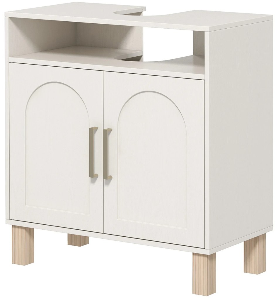 HOMCOM Mobilier baie sub chiuvetă mobilier sub chiuvetă dulap 2 uși cu raft reglabil 60 x 30 x 63 cm alb | Aosom Romania