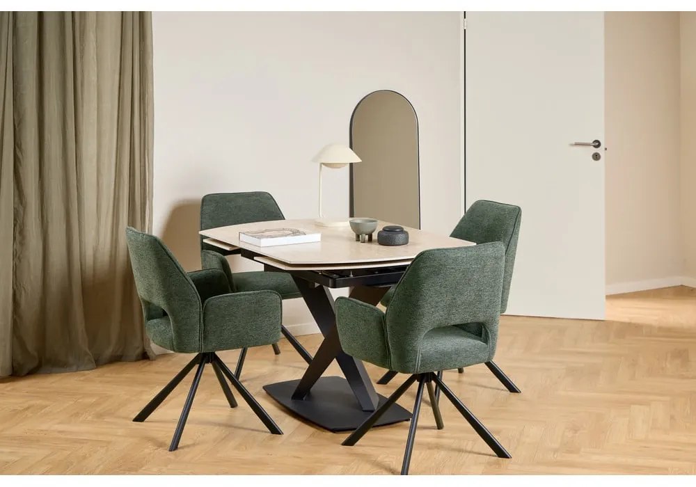 Scaun de dining verde închis cu cotiere Graham – Actona