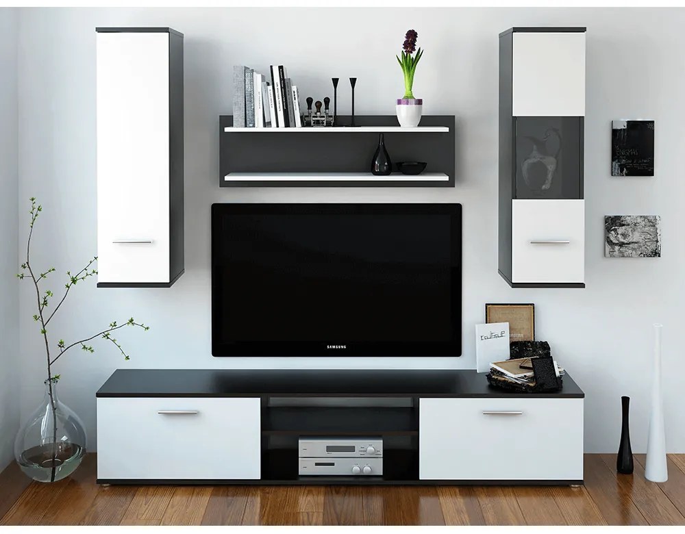 Mobilier pentru living, negru/alb, WAW NEW