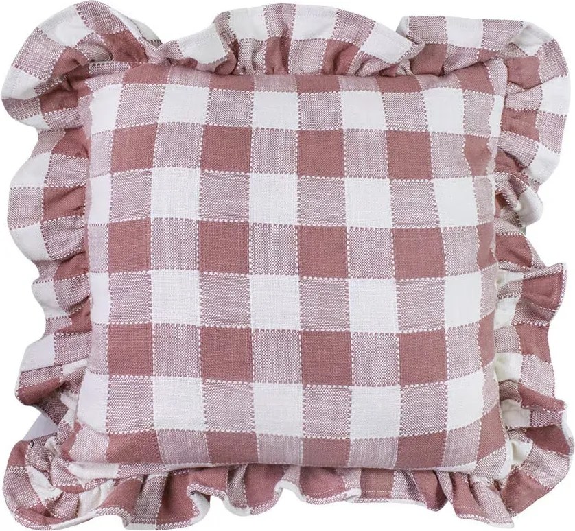 Față de pernă din bumbac organic 45x45 cm roz, „Ida Check"