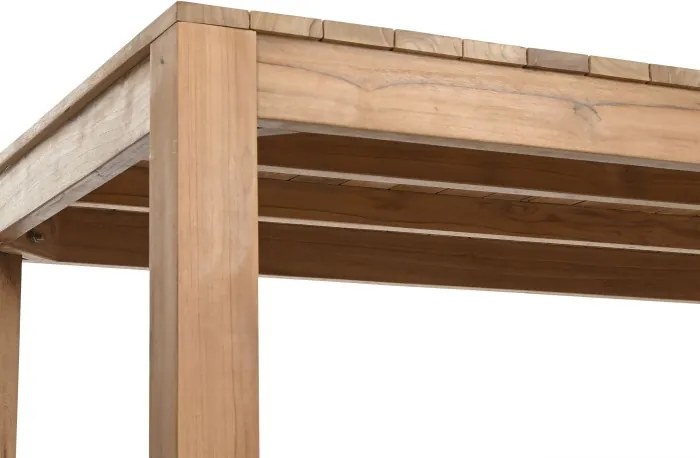 Masă dining de exterior din lemn de tec masiv, finisaj natural