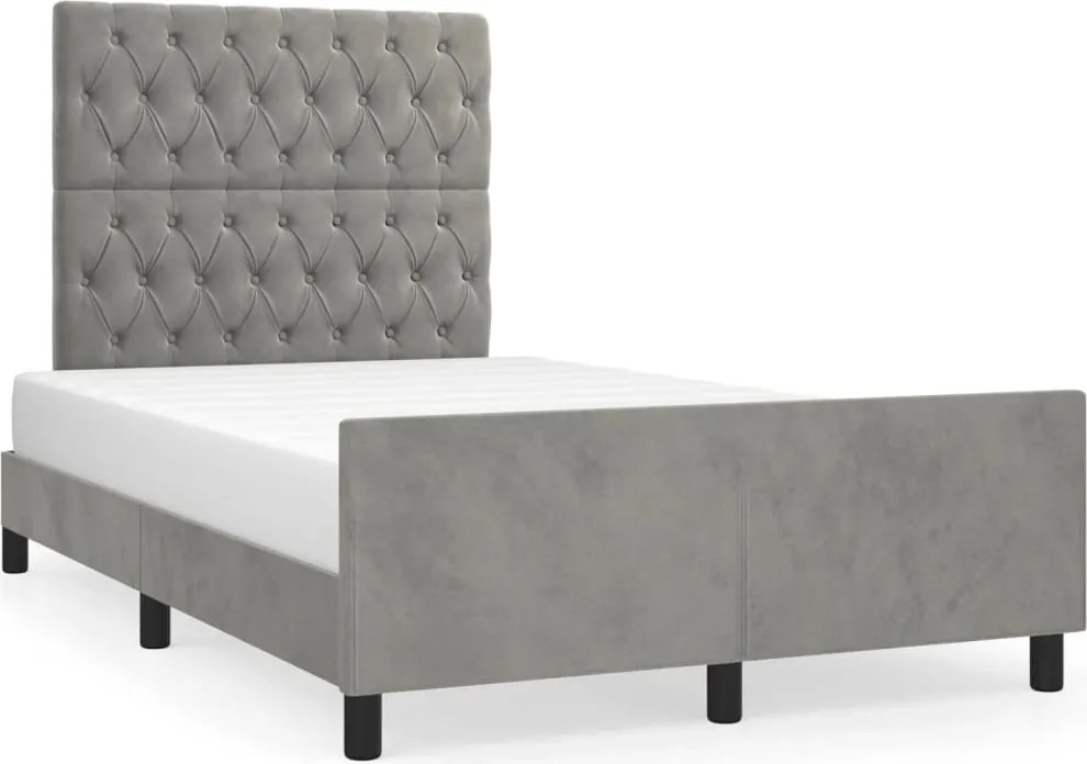 vidaXL Cadru de pat fără saltea, gri deschis, 120x200 cm, catifea