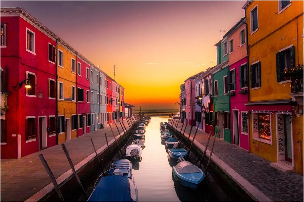 Tablou - Apus de soare, insula Burano, Veneția, Italia (90x60 cm)