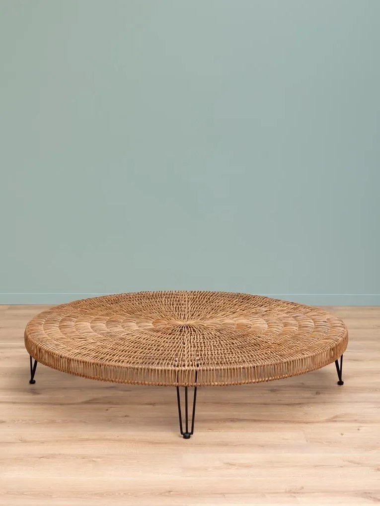 Masuta de cafea rotundă, mare, din rattan, "Obane"