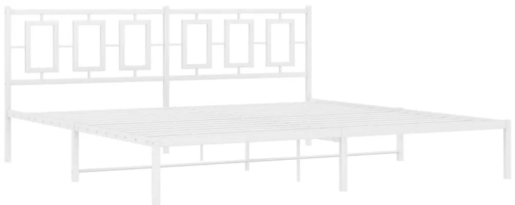 374296 vidaXL Cadru de pat metalic cu tăblie, alb, 193x203 cm