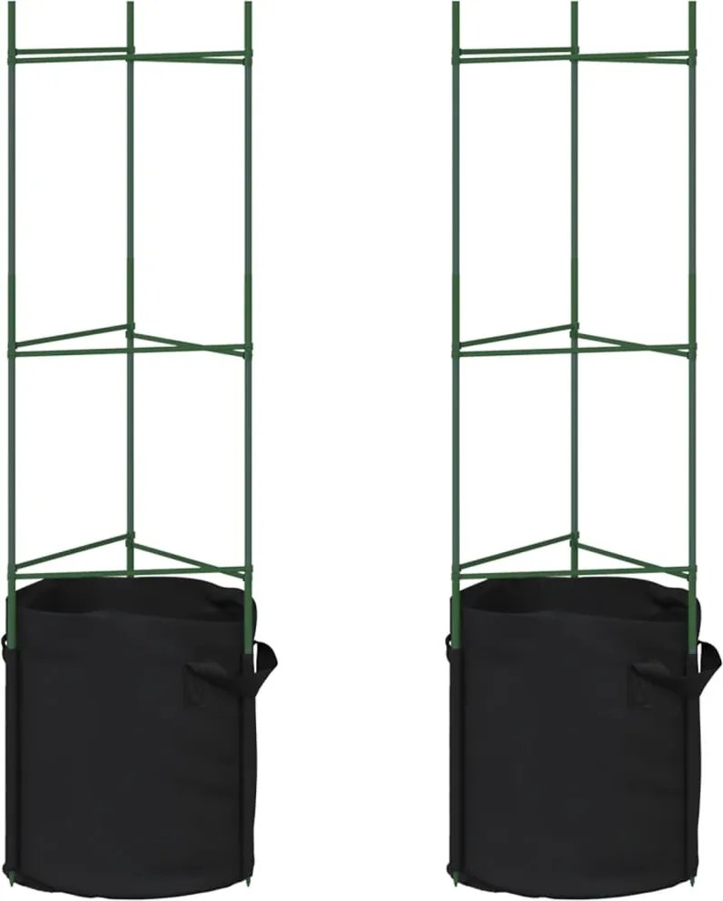 vidaXL Suport pentru roșii cu sac de plante, 2 buc., 116 cm oțel și PP