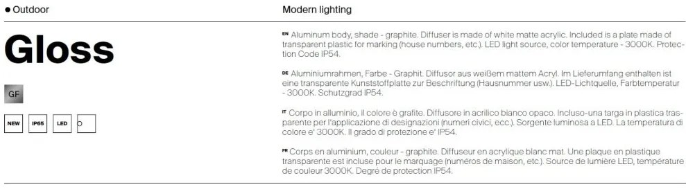 Aplica LED pentru exterior IP65 Gloss