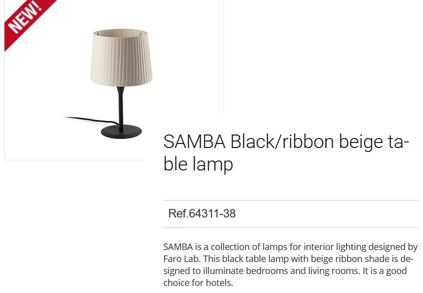 Veioza / Lampa de masa moderna design elegant SAMBA negru/bej 64311-38