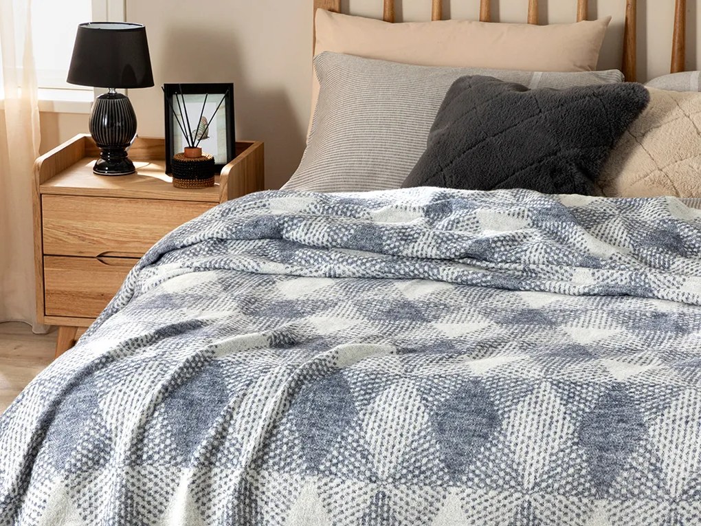 Diamond Check Soft Pătură pentru Două Persoane 180x220 cm Bleumarin