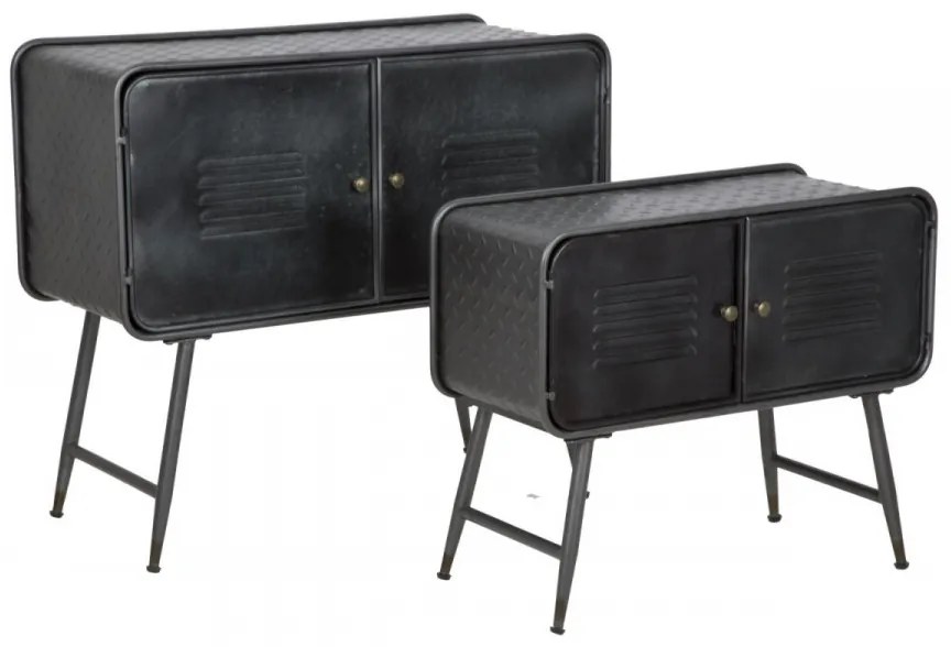 Set 2 masute auxiliare negre din metal, 88x38x78 cm / 70,5x30x58,5 cm, School Mauro Ferreti