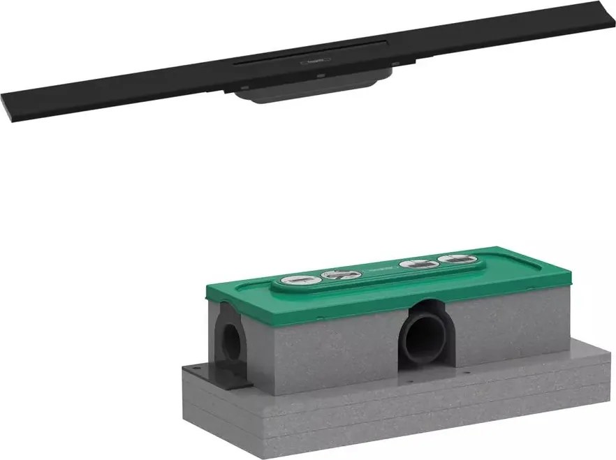 Set rigola pentru dus plus capac Hansgrohe RainDrain Flex ajustabil 80 cm negru mat