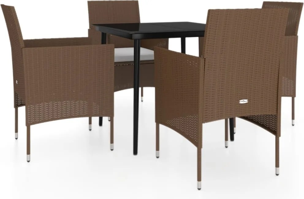 vidaXL Set de servit masa pentru grădină, 5 piese, maro și negru