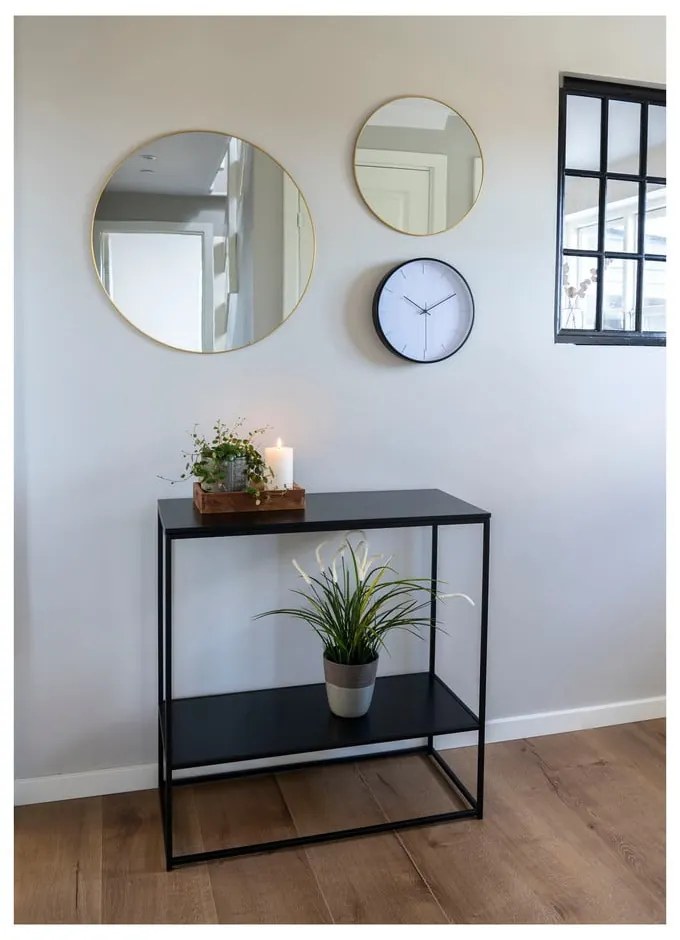 Masă consolă neagră cu blat negru 80x36 cm Vita – House Nordic