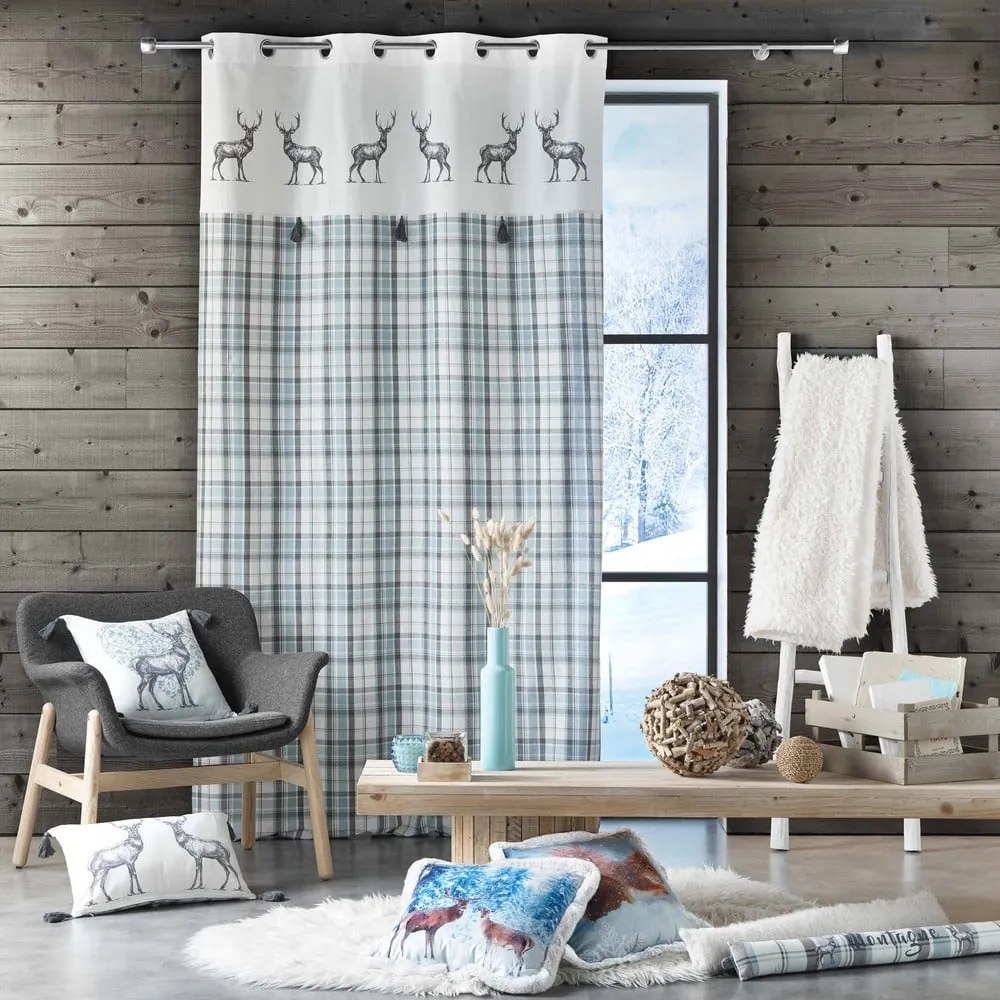 Draperie albă/albastră 140x240 cm Megeve – douceur d'intérieur