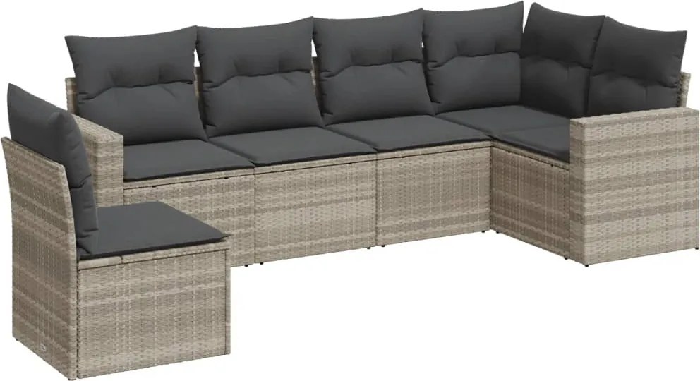 vidaXL Set canapele de grădină cu perne, 6 piese gri deschis poliratan