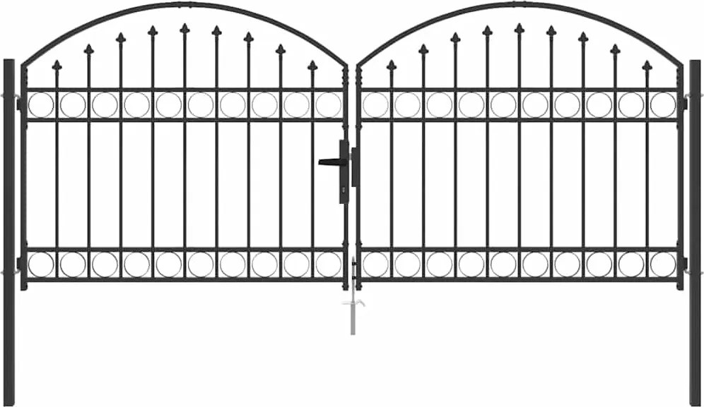 vidaXL Poartă de gard cu blocare Gri 301 x 175,5 cm Oțel