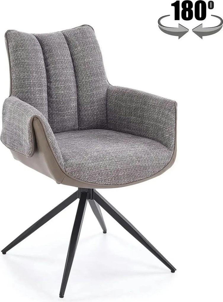 Scaun K579, gri/negru, stofa clasica/piele ecologica/otel, 65x64x87 cm