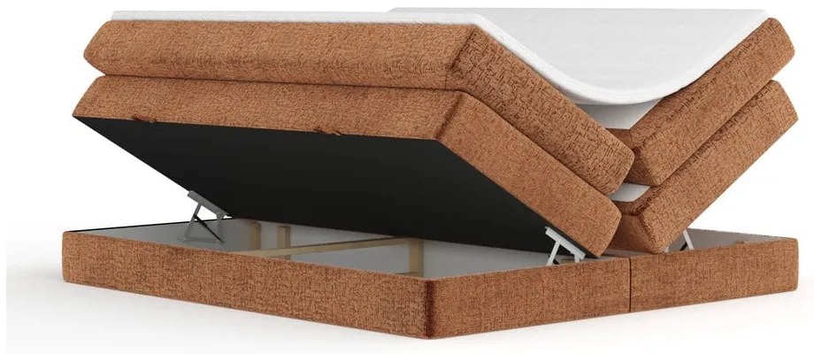 Pat boxspring portocaliu cu spațiu de depozitare/fără tăblie 180x200 cm Juniper – Maison de Rêve