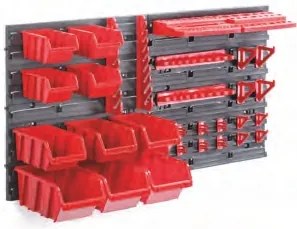 Panou suspendat 80 x 16,5 x 40 cm, 10 cutii + 22 suporturi, negru/rosu