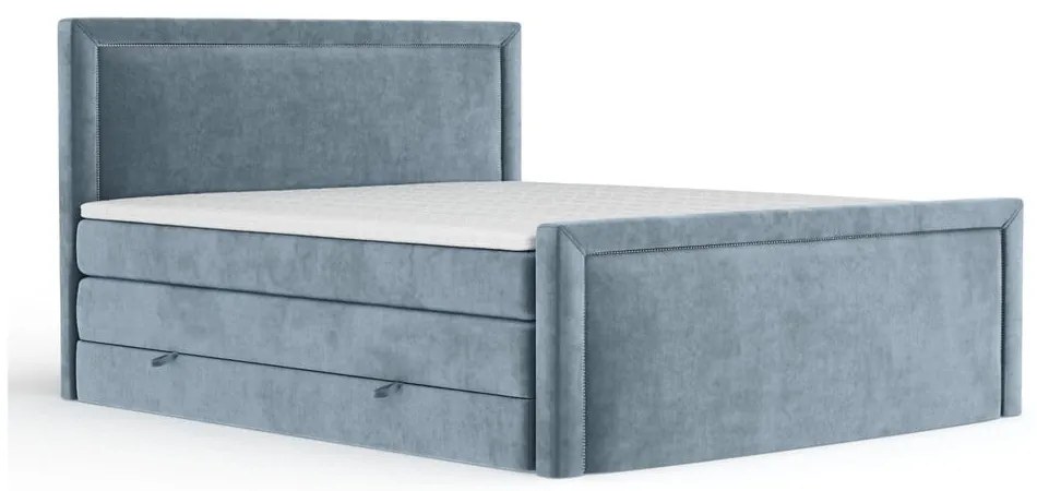 Pat boxspring albastru cu spațiu de depozitare 180x200 cm Lavenda – Maison de Rêve