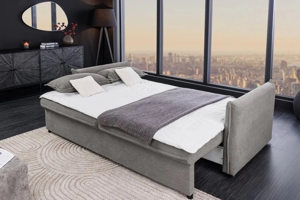 Canapea extensibila, Catifea Raiata, Gri, APARTMENT 215cm A-44503 VC