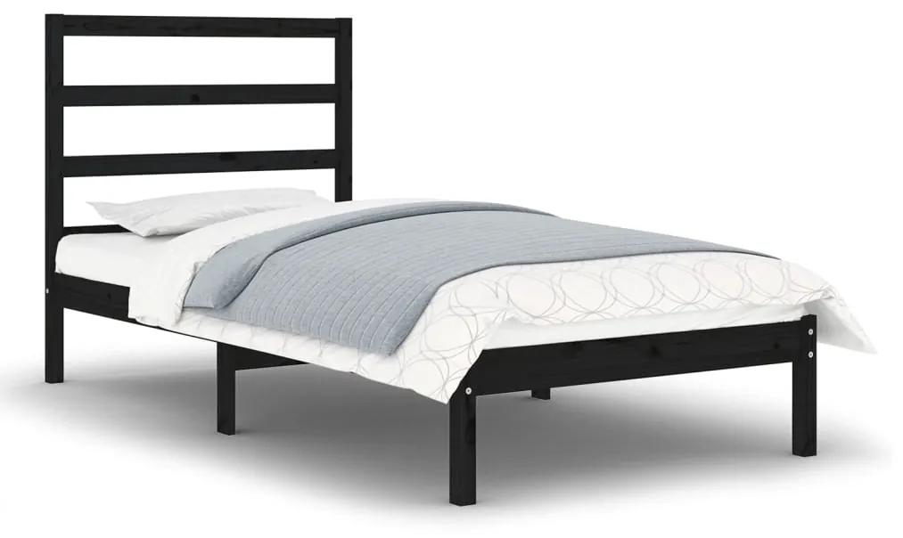 3104897 vidaXL Cadru de pat mic single, negru, 75x190 cm, lemn masiv