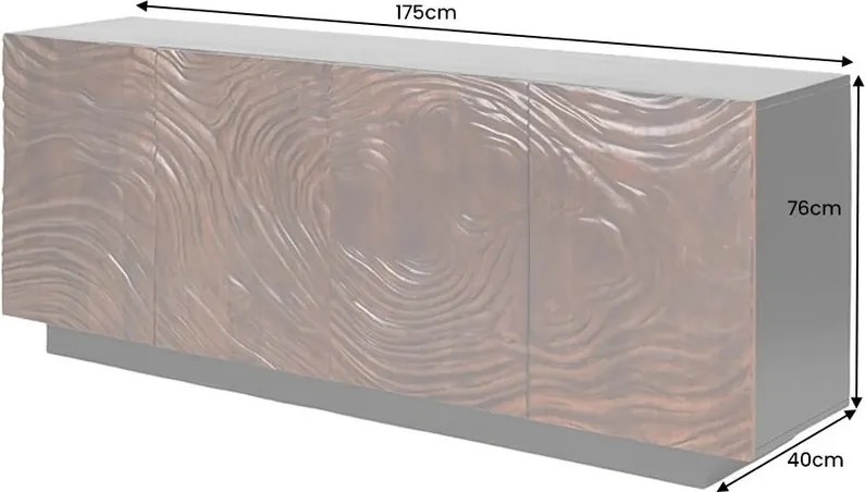 Comoda cu model 3D, Lemn Salcam, Maro, FLUID 175cm