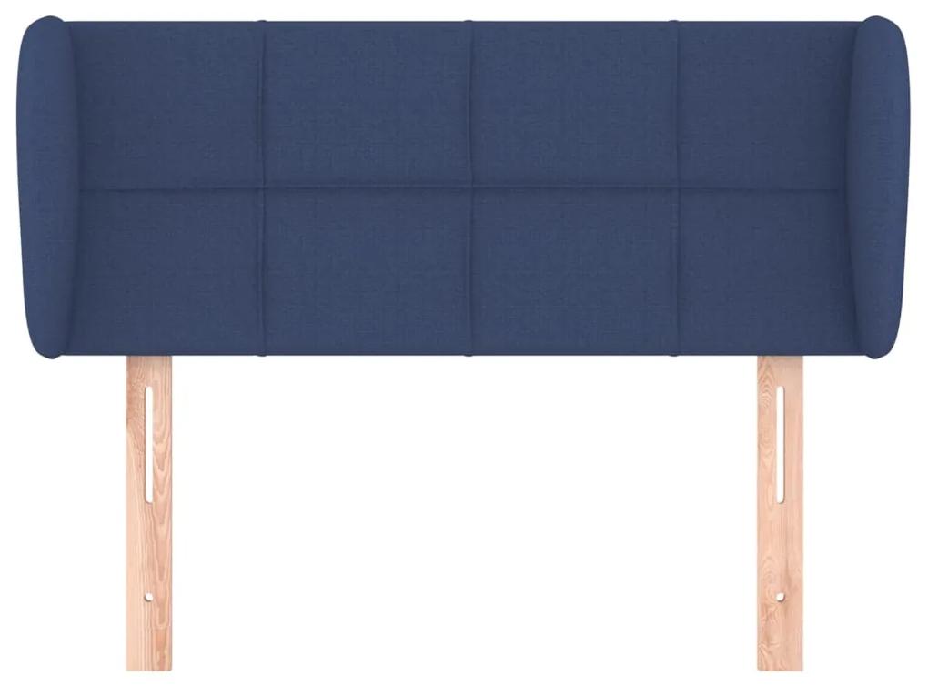 Tablie de pat cu aripioare, albastru, 103x23x78 88 cm textil 1, Albastru, 103 x 23 x 78 88 cm