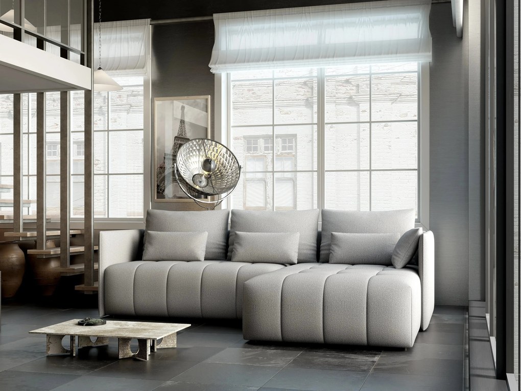 Colțar extensibil dumonde cu ladă de depozitare si sezut confortabil din spuma high-density, Malta Enjoy Grey II 235x185 cm