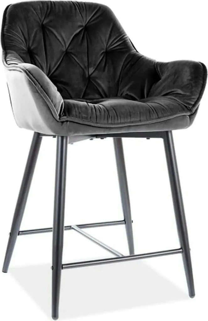 Scaun bar living CHERRY H-2, negru - Bluvel 19, stofa catifelata/metal