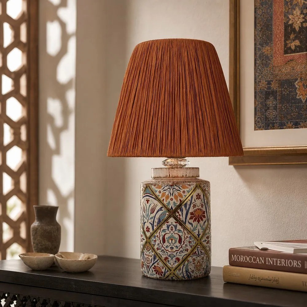 Veioză teracotă cu abajur din sfoară din hârtie (înălțime 40 cm) Alev – Opviq lights