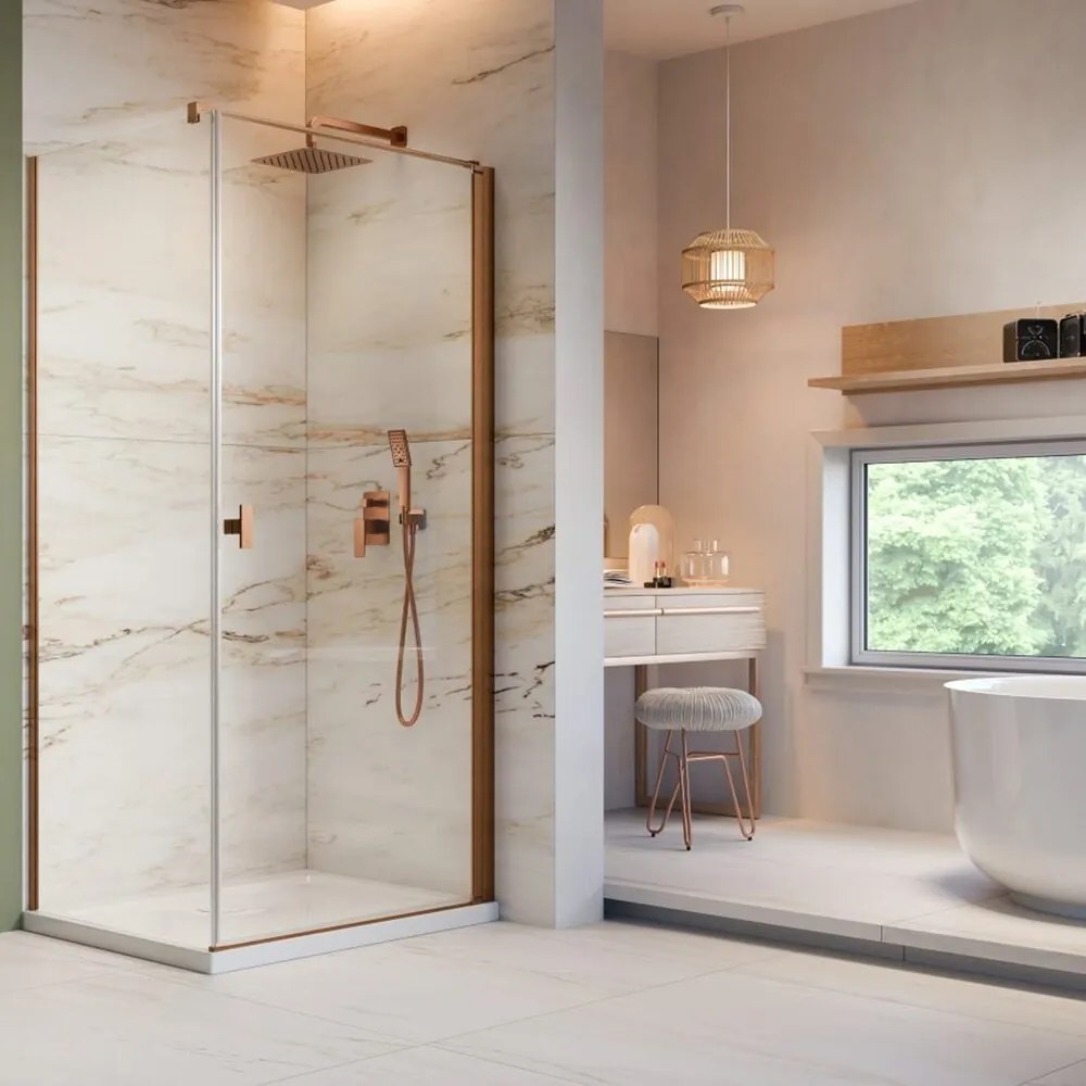 Usa de nisa batanta Radaway Nes KDJ I 100 cm sticla 6 mm finisaj cupru periat-transparent deschidere dreapta