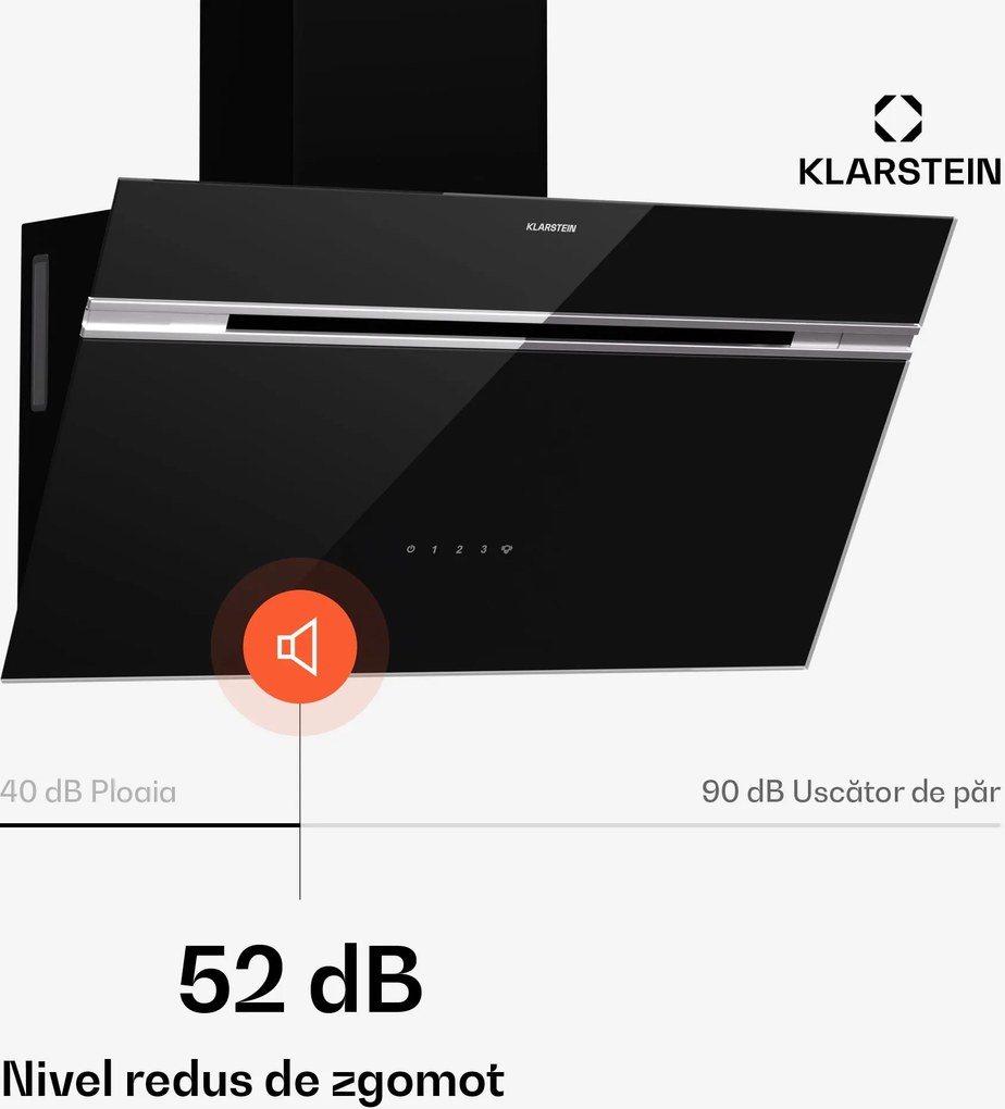 Klarstein Alina hotă de extracție | 70 cm | 600 m³/h | Silențioasă | Clasă energetică A