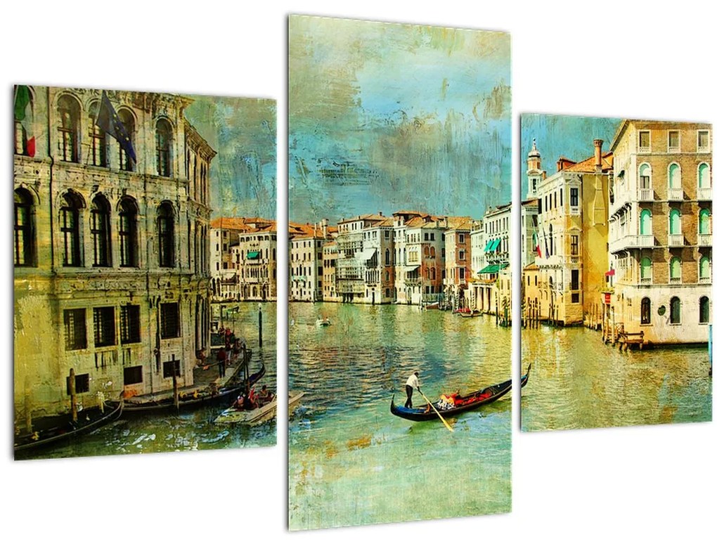 Tablou - Canalul de la Veneția și gondole (90x60 cm)