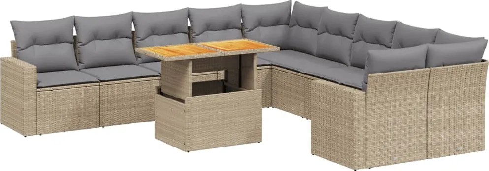 vidaXL Set canapele de grădină cu perne, 11 piese, bej, poliratan