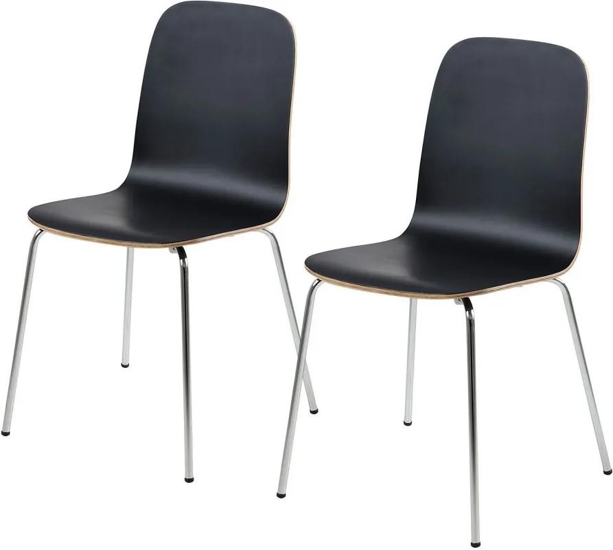 Set de 2 scaune Borelas lemn de arbore de cauciuc/metal, negru, 41 x 83 x 42 cm