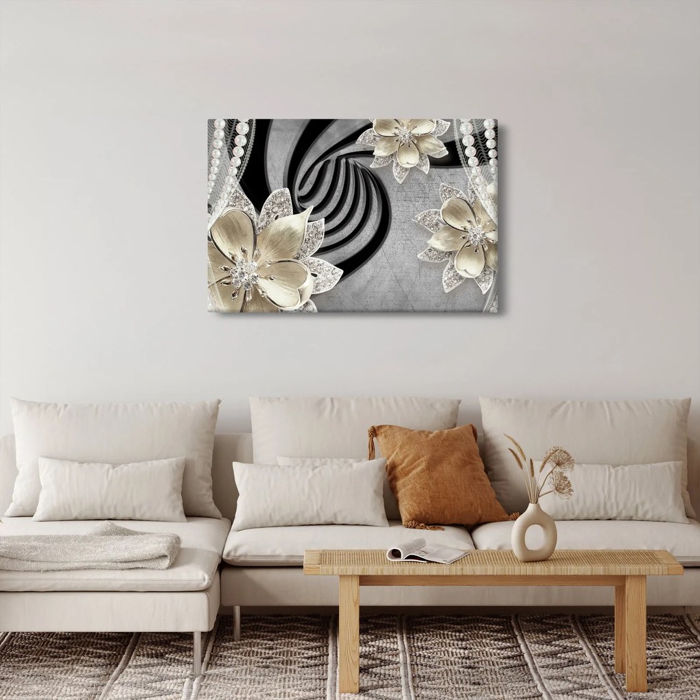 Tablou - 3D Flori aurii (90x60 cm)