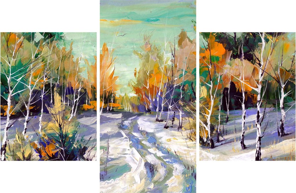 Tablou - Drum înzăpezit prin pădure (90x60 cm)