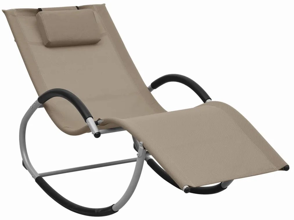vidaXL Șezlong cu pernă, gri taupe, textilenă
