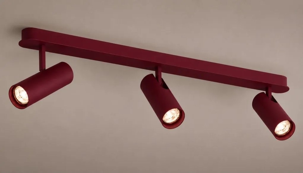 Plafoniera cu 3 spoturi directionabile cu bec GU10 Linca burgundy