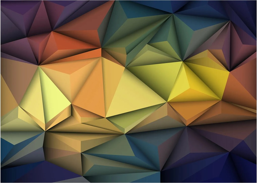 Tablou pe sticlă - Abstracție 3D poligonală (70x50 cm)