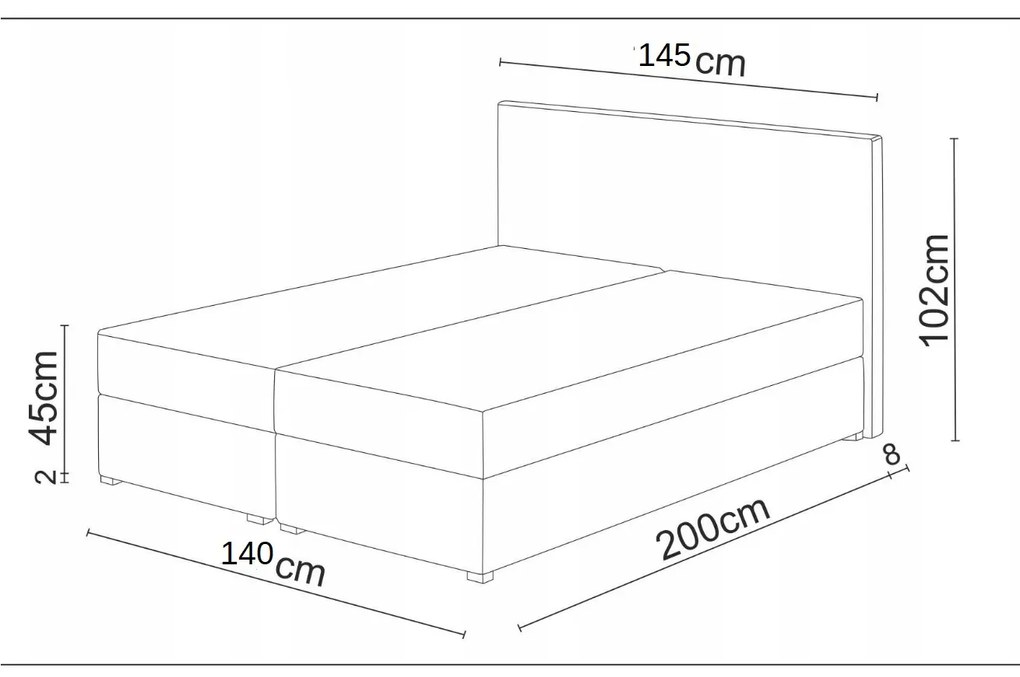Pat matrimonial Boxspring 140 cm Lilac (motiv + negru) ( cu saltea și sp. depozitare). 1046640