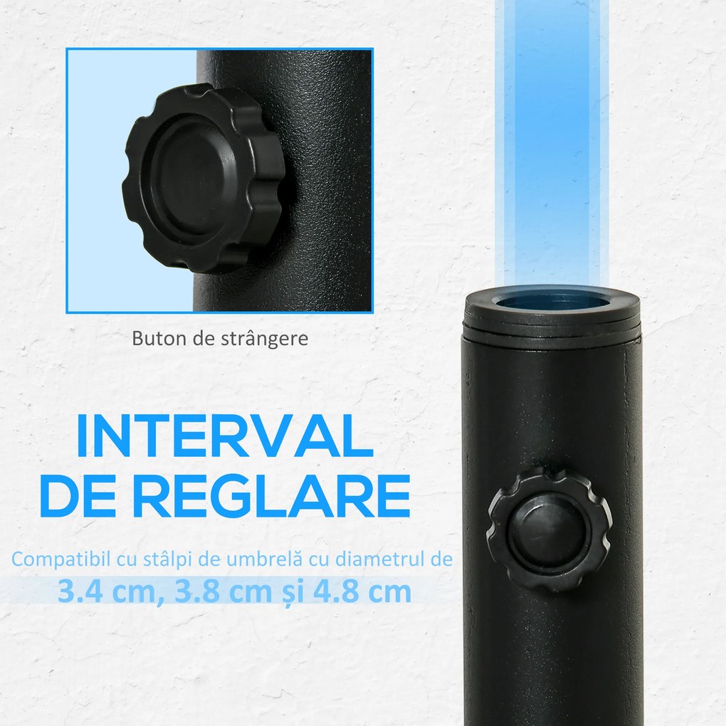 Outsunny Suport pentru Umbrelă de Terasă, Bază pentru Umbrelă pentru Patio, Ponton, Grădină și Curte, Negru | Aosom Romania