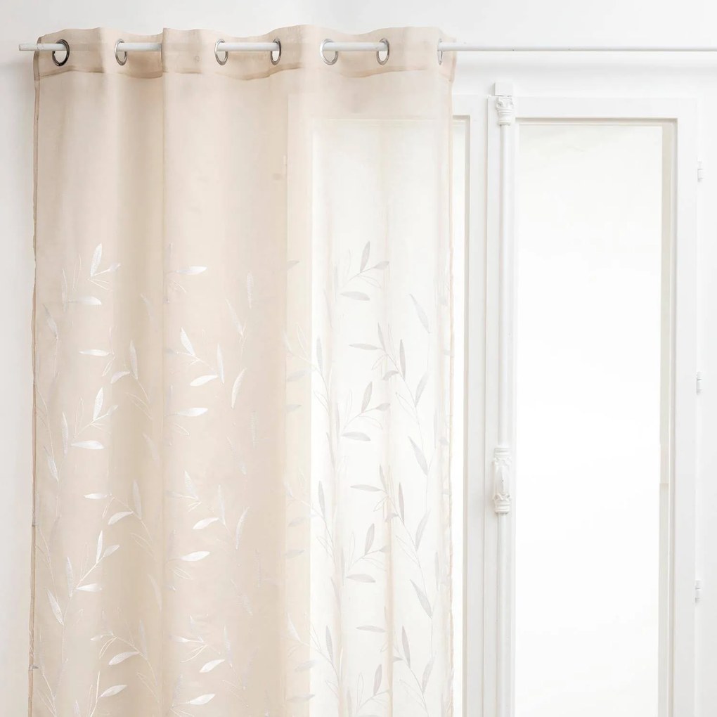 Perdea brodata Izzy, model frunze, 140 x 240 cm