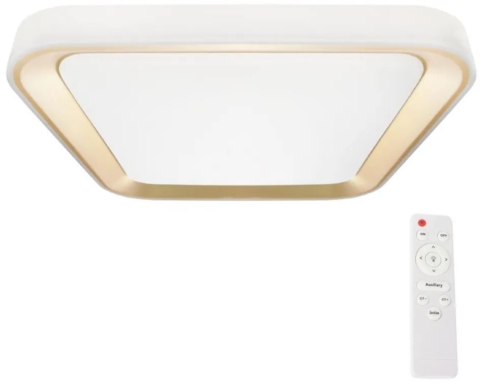 Plafonier LED dimabil QUADRO 38W 230V 3000-6000K alb/auriu + DO