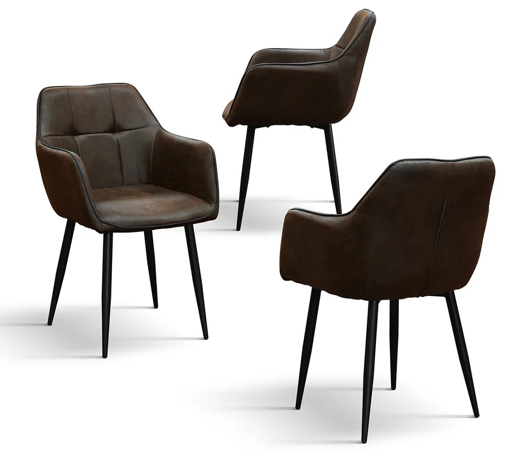 SET 2 Scaune Industry tip fotoliu, piele ecologica, structura metalica - MARO CAMEL - STANDARD