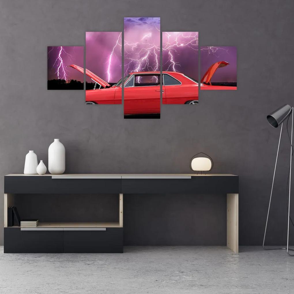 Tablou cu mașina roșie (125x70 cm), în 40 de alte dimensiuni noi