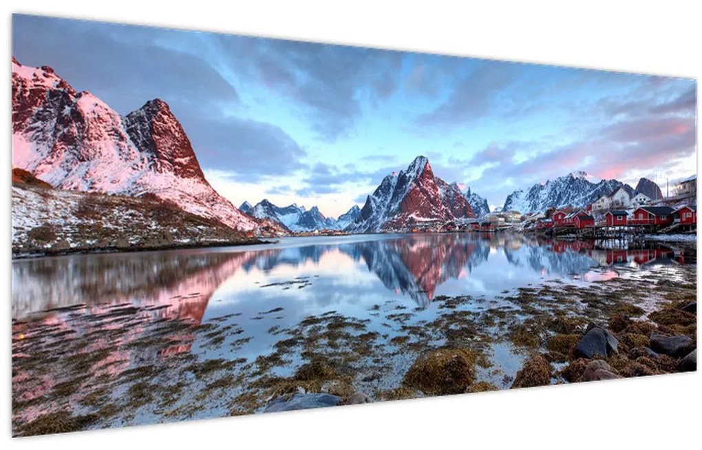 Tablou - Răsărit de soare deasupra Reine (120x50 cm)