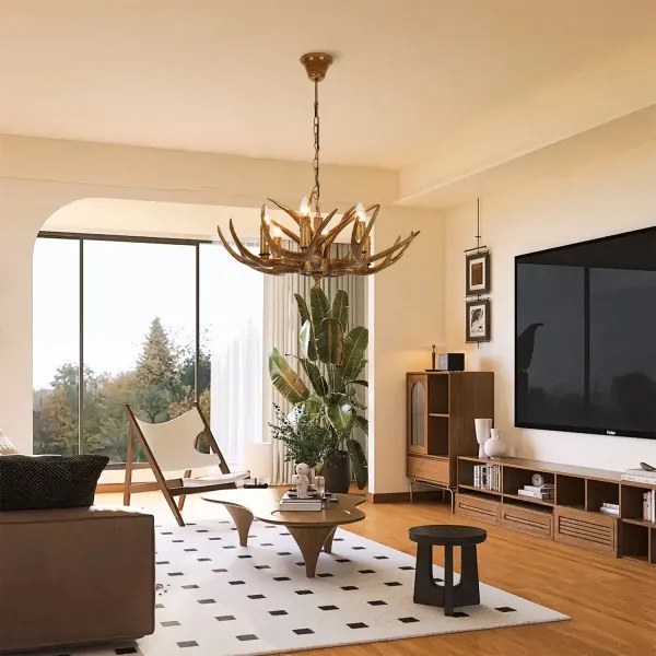 Brilagi - Candelabru suspendat pe lanț DEER 6xE14/10W/230V, Ø 70 cm